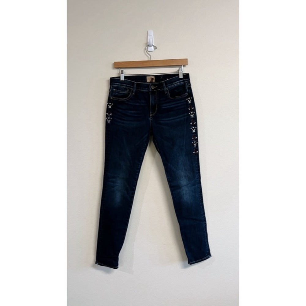 Driftwood Dark Wash Geometric Embroidered Marilyn Jeans 28
